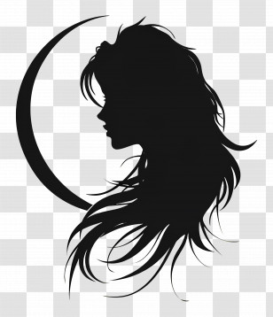 Girl Logo - Silhouette Of Woman With Moon Transparent PNG