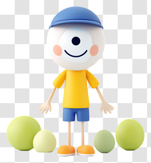 Cartoon Single Eye Figure - Cute Cyclops Toy Character Transparent PNG