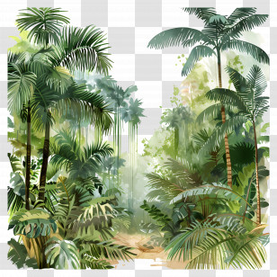 Rain Forest Scene - Lush Tropical Rainforest Scene Transparent PNG