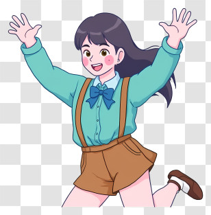 Cartoon Student - Happy Girl Jumping With Joy Transparent PNG