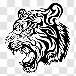 Tiger Logo - Tiger Face In Tribal Art Style Transparent PNG