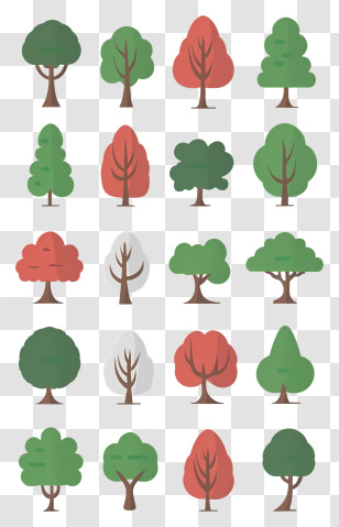 Colorful Trees - Seasonal Tree Icons In Varied Styles Transparent PNG