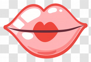 Kiss Mark - Illustration Of Pink Lips With Heart Design Transparent PNG