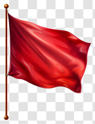 Hand Drawn Red Flag - Bright Red Waving Flag Illustration Transparent PNG