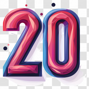 Number 20 - Bold Colorful Number 20 Transparent PNG