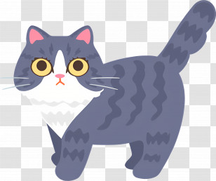 Cartoon Cat - Cute Cartoon Gray Tabby Cat Transparent PNG
