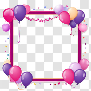 Birthday Party Frame - Festive Balloon Frame For Parties Transparent PNG