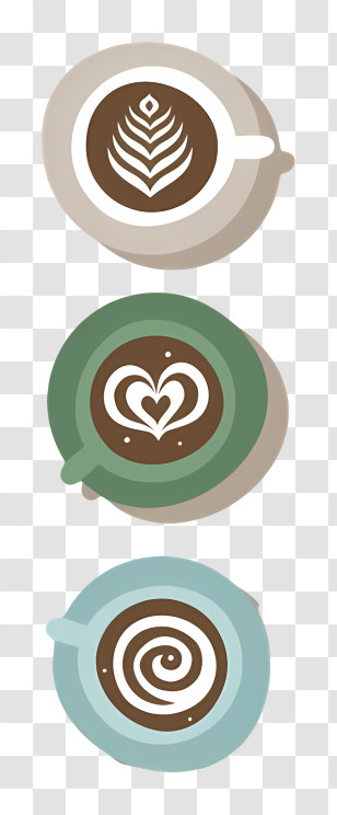Coffee - Coffee Cups With Latte Art Transparent PNG
