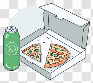 Pizza Box - Pizza Slices In Box With Soda Can Cartoon Illustration Transparent PNG