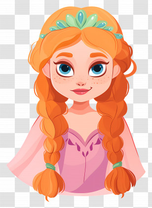 Princess Anna - Cartoon Girl With Braided Hair And Tiara Transparent PNG