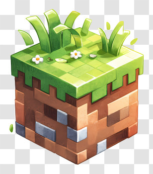 Minecraft Block - Grass Block From A Game Transparent PNG