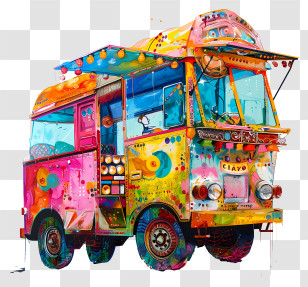 Shop - Colorful Artistic Food Truck Transparent PNG