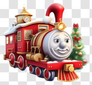 Santa Claus - Christmas-Themed Cartoon Train With Santa Hat Transparent PNG