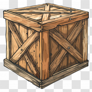 Cargo Wooden Box - Rustic Wooden Crate Illustration Transparent PNG