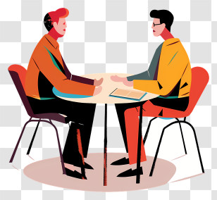 Interview - Two People In A Meeting Illustration Transparent PNG