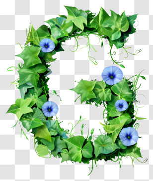 Letter G - Letter G Made Of Green Leaves And Flowers Transparent PNG