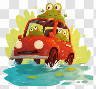 Car Sinking In Water - Frogs Driving A Car Transparent PNG