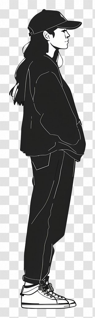 Casual Woman Standing - Silhouette Of Person In Cap Transparent PNG