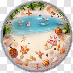 Beach
 - Ocean Illustration With Shells And Starfish Transparent PNG