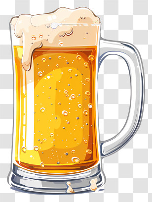 Beer - Beer Mug With Foam Cartoon Illustration Transparent PNG
