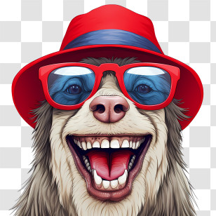 International Sloth Day
 - Happy Dog Illustration With Glasses And Hat Transparent PNG