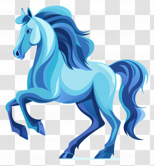 Horse - Blue Horse In Artistic Illustration Style Transparent PNG