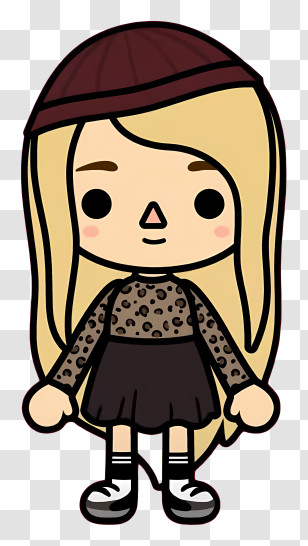 Toca Elements - Girl With Blonde Hair And Leopard Print Top Transparent PNG
