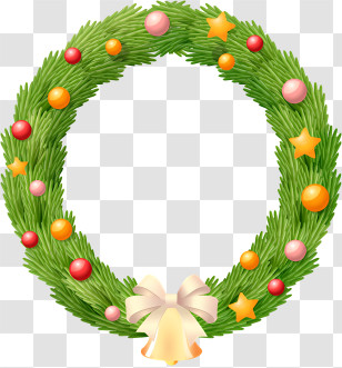 Christmas Wreath - Christmas Wreath Decorated With Ornaments Transparent PNG