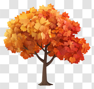 Maple Tree - Vibrant Fall Tree With Red-Orange Leaves Transparent PNG