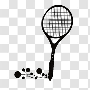 Tennis Racket - Black Tennis Racket Silhouette With Artistic Design Transparent PNG