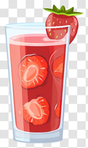 Strawberry Juice - Glass Of Strawberry Juice With Fresh Fruit Transparent PNG