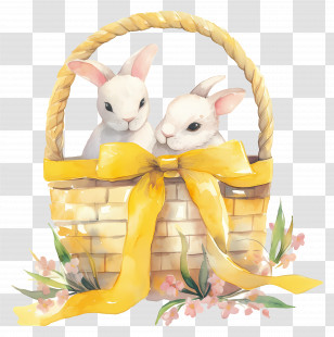 Easter Bunny Basket - Bunnies In Easter Basket Transparent PNG