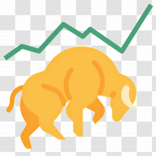 Stock Market - Bull Market Symbol With Growth Chart Transparent PNG