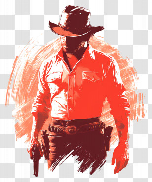 Red Dead Redemption 2 - Cowboy With Hat And Gun Transparent PNG