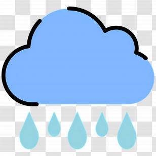 Raining Cloud - Blue Cloud With Rain Droplets Illustration Transparent PNG
