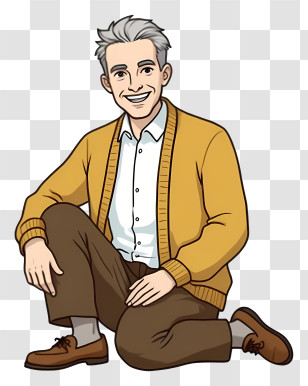 Man In Casual Outfit - Illustration Of A Man Sitting Transparent PNG
