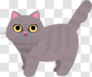 Grey Cat - Adorable Gray Cartoon Cat Illustration Transparent PNG