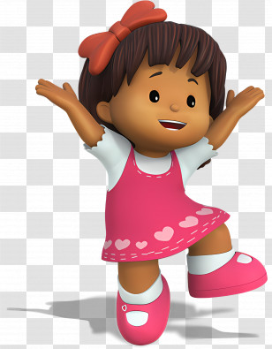 Little People - Brunette Cartoon Girl Jumping Transparent PNG
