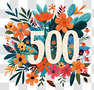 Number 500 - Floral Number 500 Illustration Transparent PNG