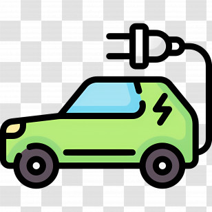 Electric Car - Minimalist Green Electric Car Icon Transparent PNG
