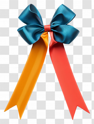 Gift Ribbon - Blue And Orange Decorative Bow Transparent PNG