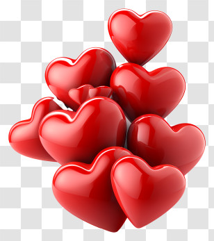 Giving Hearts Day - Red Hearts Cluster Design Transparent PNG