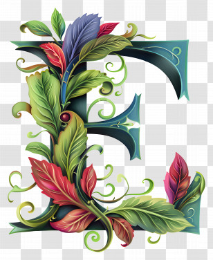 Letter E - Floral Decorative Letter E Transparent PNG