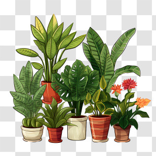 Houseplant Appreciation Day - Houseplants In Decorative Pots Illustration Transparent PNG