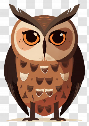 Owl - Brown Owl Cartoon With Big Eyes Transparent PNG