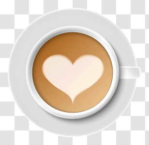 Coffee - Heart-Shaped Latte Art In Coffee Cup Transparent PNG