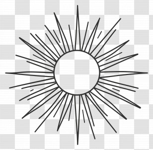 Shining Sun - Minimalist Line Art Sun Transparent PNG