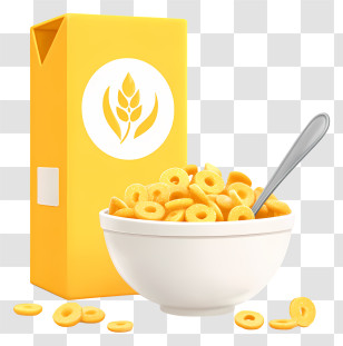 Bowl Of Cereal - Yellow Cereal Box With Bowl Transparent PNG