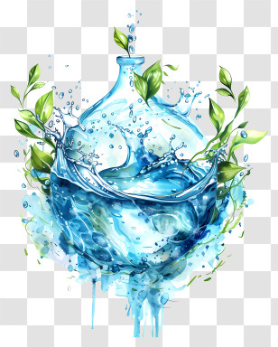 World Water Day - Water Splash With Bottle And Leaves Transparent PNG