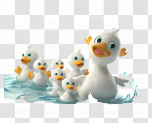 Duck - Cute Duck Family In Water Transparent PNG